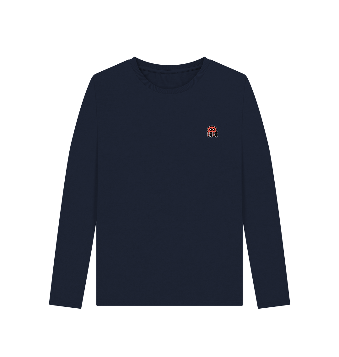 Navy Blue Printed Long Sleeve T Shirt