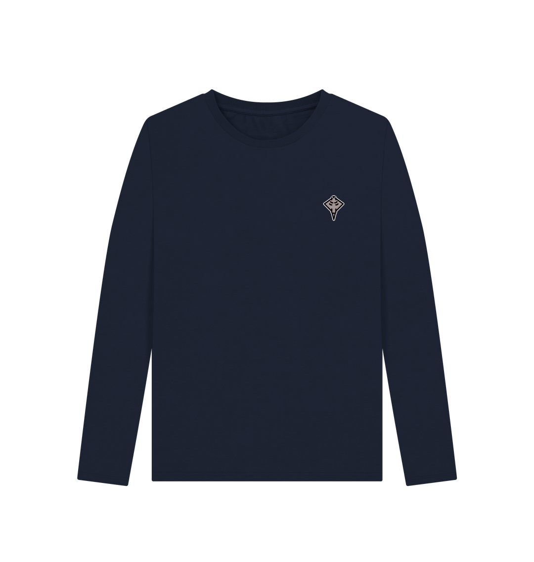 Navy Blue Printed Long Sleeve T Shirt