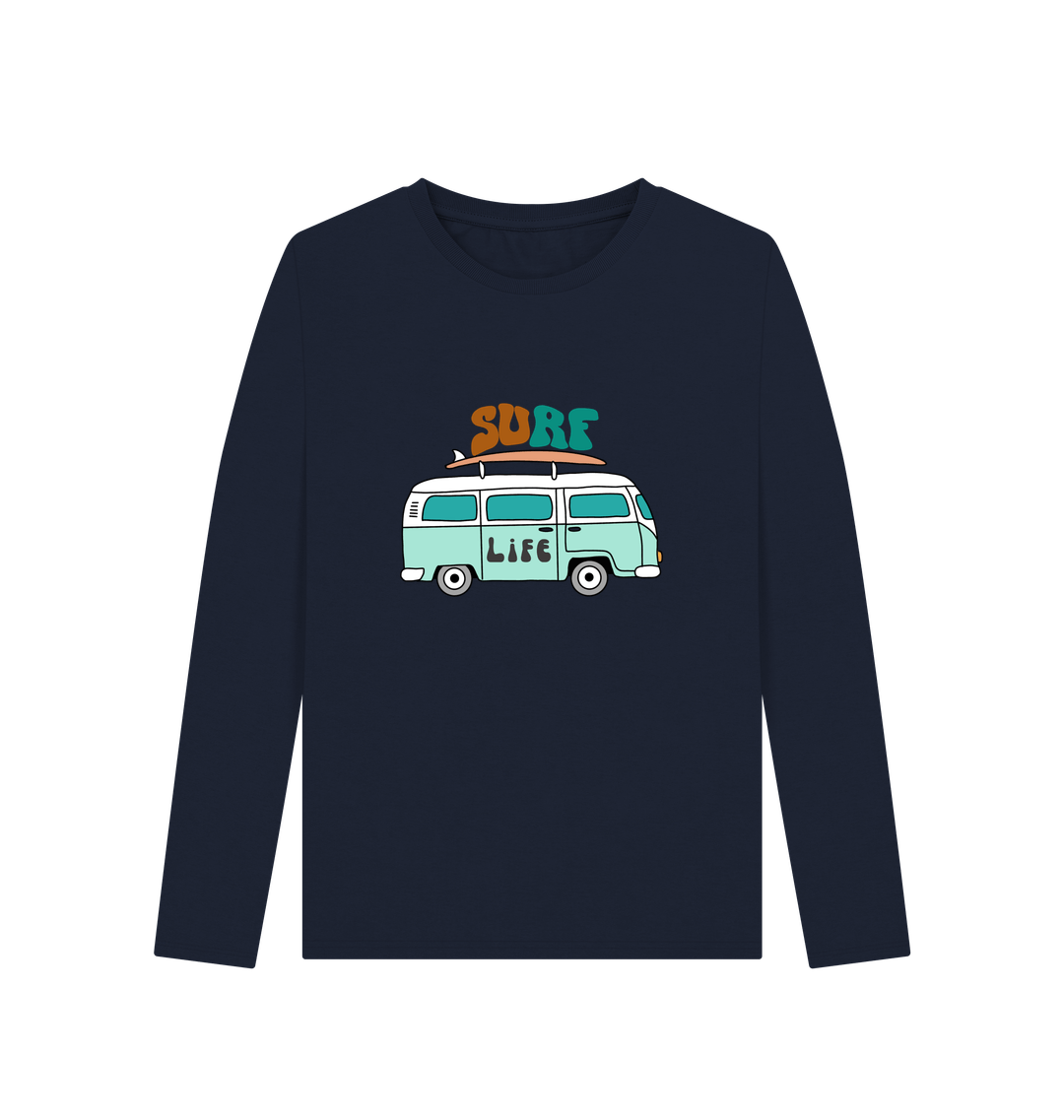 Navy Blue Printed Long Sleeve T Shirt