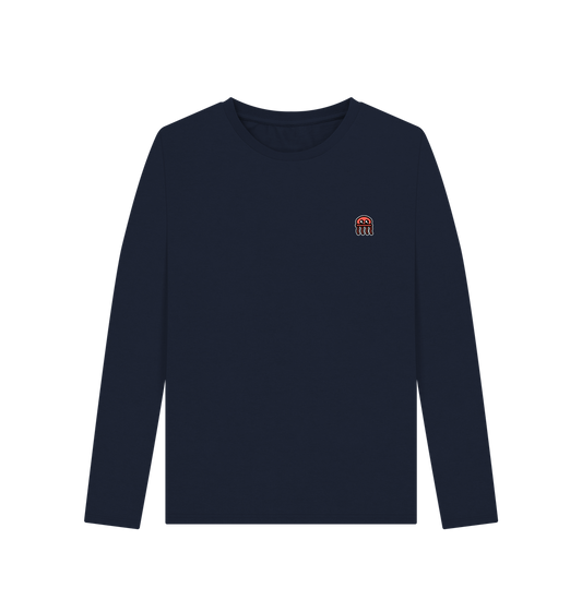 Navy Blue Printed Long Sleeve T Shirt
