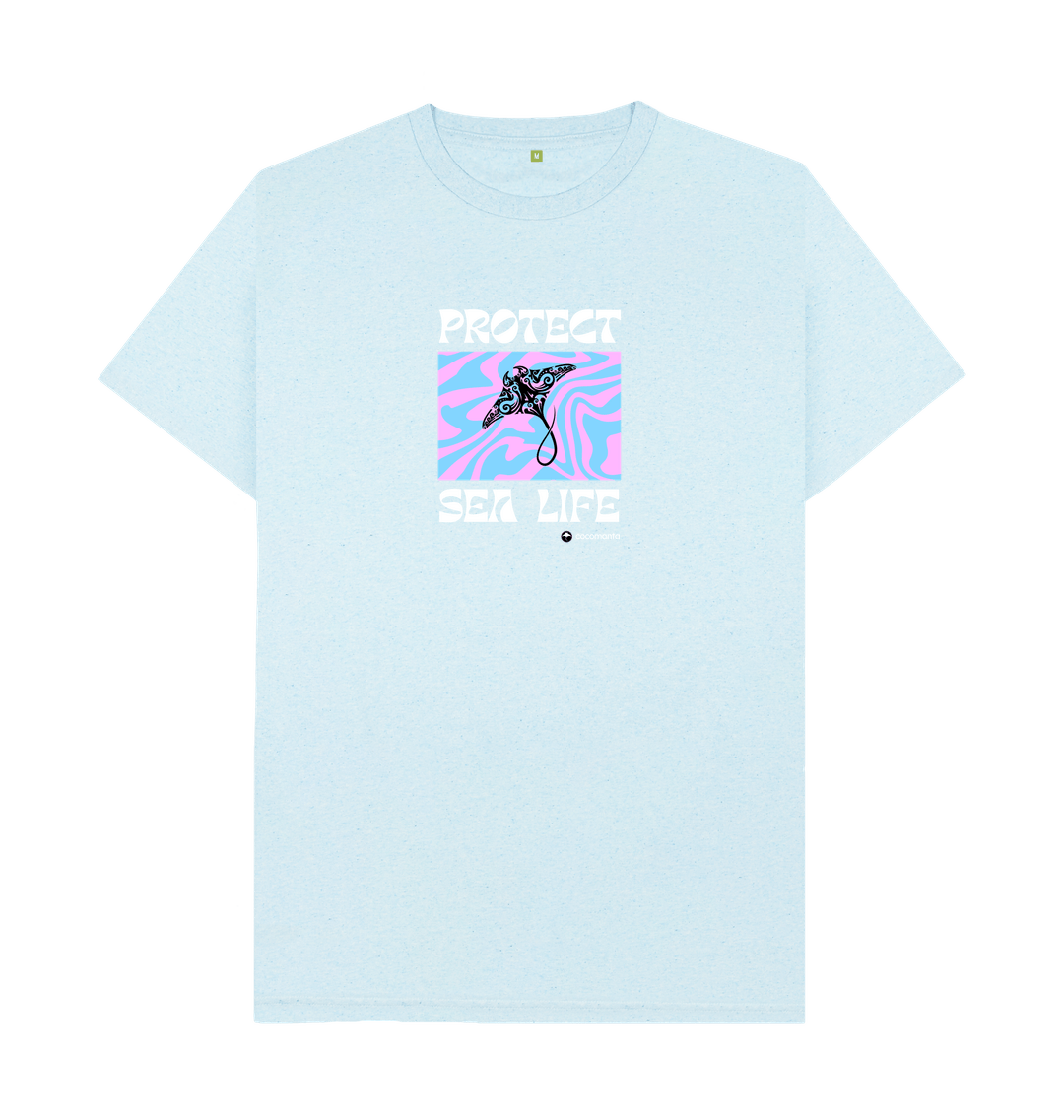 Light Blue Recycled Printed T-Shirt