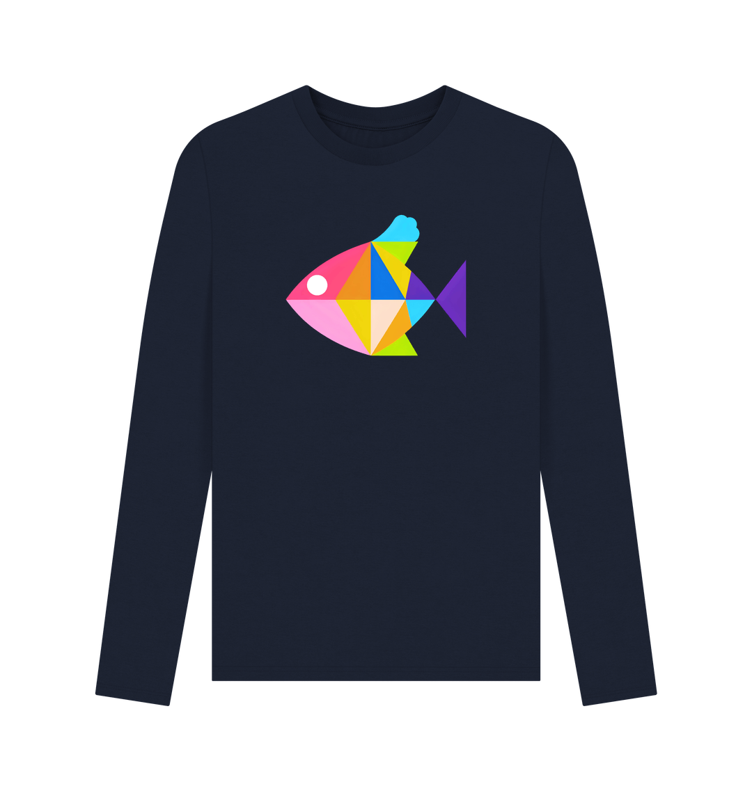 Navy Blue Printed Long Sleeve T Shirt