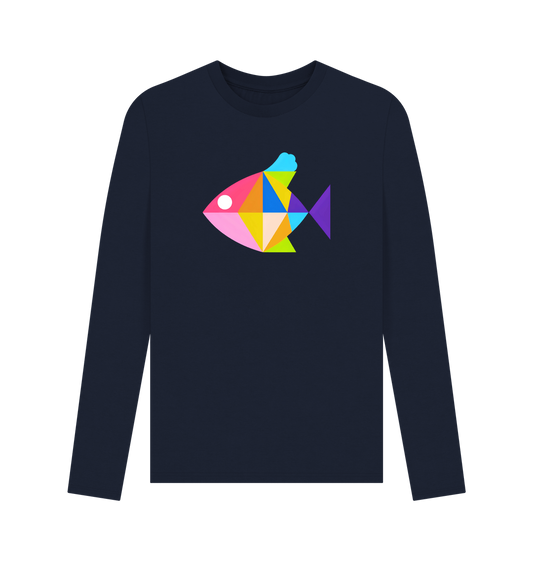 Navy Blue Printed Long Sleeve T Shirt